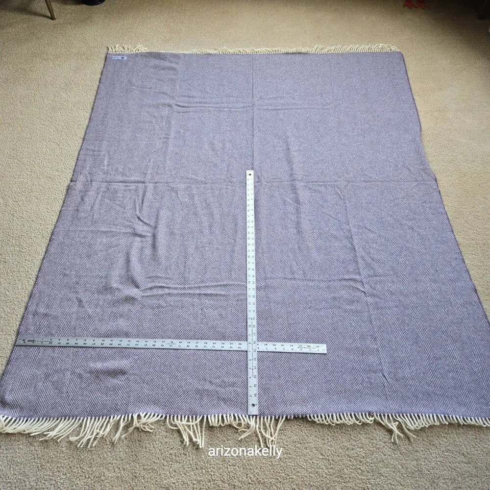 NWT Moon Merino Wool Herringbone Throw Blanket Purple Clover